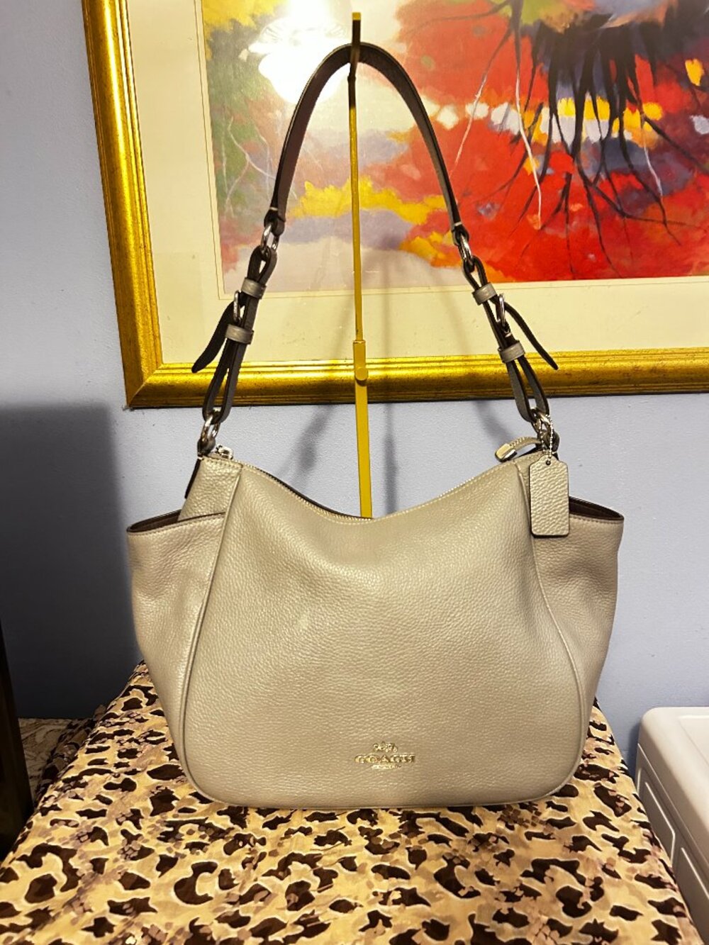 Coach Madison Pebble Leather Shoulder Bag – Light Blue – Silvertone Hardware